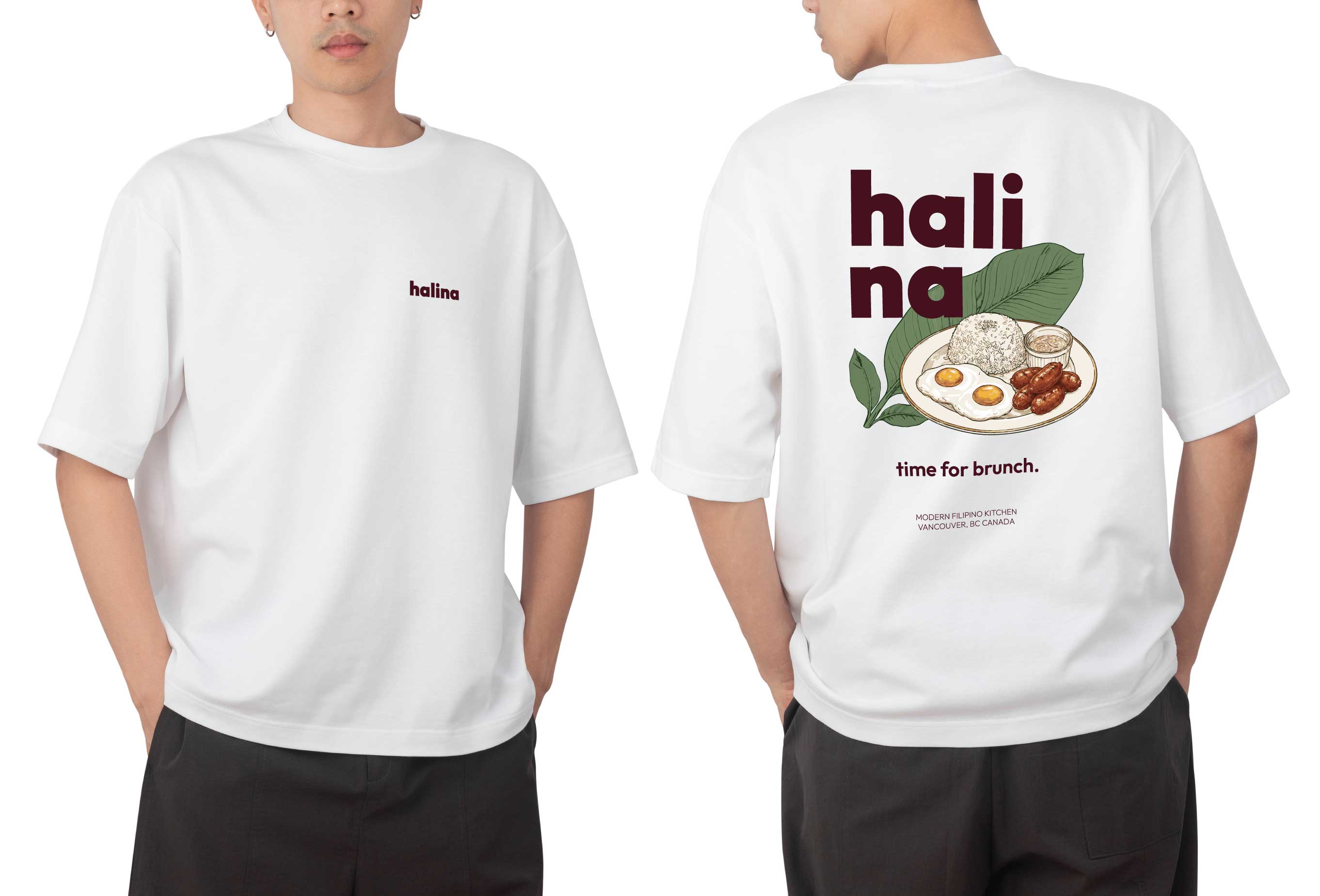 Alternate Halina merch direction featuring the brunch illustration